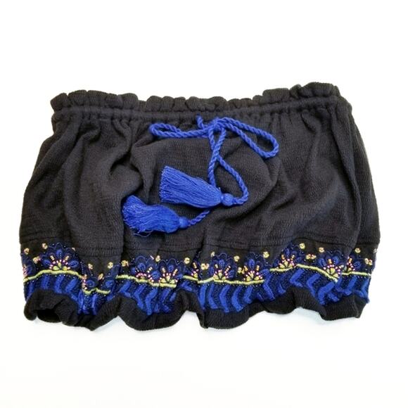 Free People No More Tiers Embroidered Crop Top Tube Top Black Size X-Small - Picture 11 of 11
